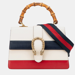 Gucci White Medium Leather Bamboo Dionysus Web Satchel 1174757