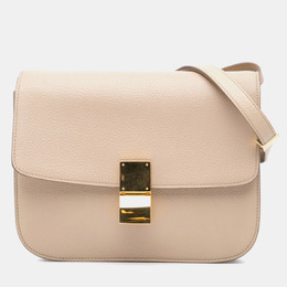Celine Beige Medium Calfskin Classic Box Shoulder Bag 1174515