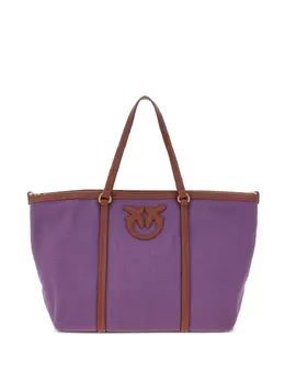 Pinko logo-patch cotton canvas tote bag 30684172