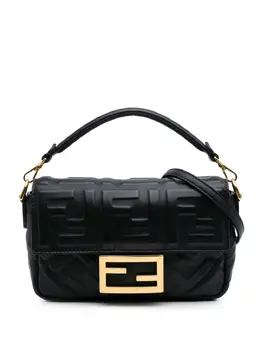 Fendi 2010-2025 Mini Zucca Embossed Leather Baguette satchel 31028100