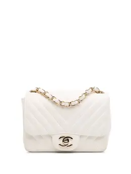 Chanel 2018 Mini Square Classic Chevron Lambskin Single Flap crossbody bag 31027332
