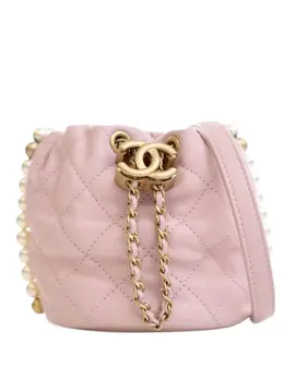 Chanel 2021 Mini Quilted Calfskin About Pearls Drawstring bucket bag 31012118