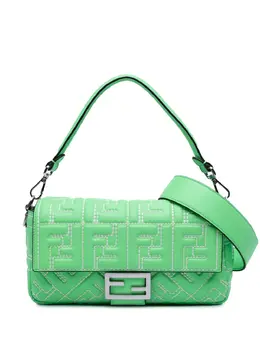 Fendi 2010-2025 Zucca Embossed Stitched Leather Baguette satchel 31027330