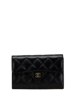 Chanel 2021-2025 CC Quilted Caviar Trifold Flap Wallet long wallets 30996663