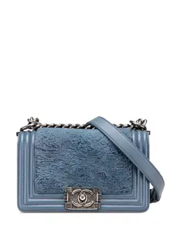Chanel 2013-2014 Small Leather and Fur Boy Flap crossbody bag 31036493