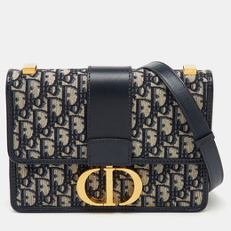 Christian Dior Navy Blue Oblique Canvas and Leather 30 Montaigne Shoulder Bag 1174644