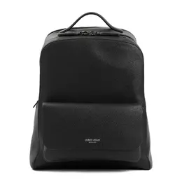Giorgio Armani-Black Grained Calf Leather Backpack-Uomo 51977864872276