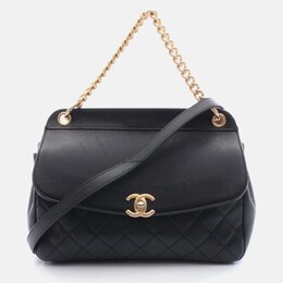 Chanel Curved Flap Black Lambskin Quilted Shoulder Bag 1176402