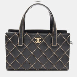 Chanel Wild Stitch Black Leather Tote Bag 1176472