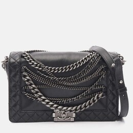 Chanel Boy Enchained Medium Black Calfskin Flap Bag 1176409
