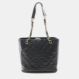 Chanel PST Black Leather Chain Tote Bag 1176489