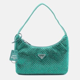 Prada Green Mini Satin Crystal Re Edition 2000 Shoulder Bag 1175942