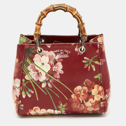 Gucci Multicolor Blooms Print Leather Mini Bamboo Tote 1176110