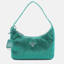 Prada Green Mini Satin Crystal Re Edition 2000 Shoulder Bag 1175943