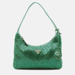 Prada Green Mini Satin Crystal Re Edition 2000 Shoulder Bag 1175929