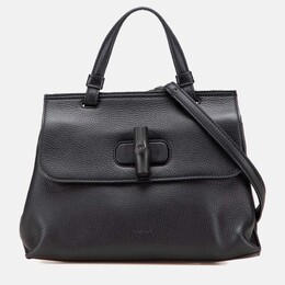 Gucci Black Small Leather Bamboo Daily Satchel 1175526