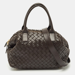 Bottega Veneta Choco Brown Intrecciato Leather Medium Bauletto Bag 1177746