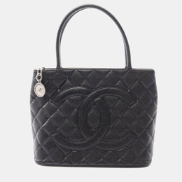 Chanel Medallion Black Leather Tote Bag 1176482