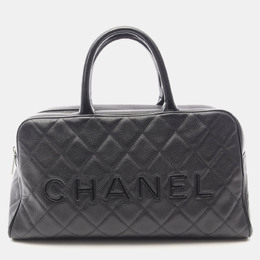 Chanel Matelasse Logo Tote Hand Bag Leather Black Shw Coco Cc 1176474