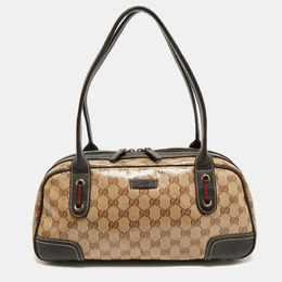 Gucci Beige/Brown GG Crystal Canvas and Leather Princy Boston Bag 1177737