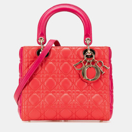 Christian Dior Lady Christian Dior Medium Red Lambskin Cannage Bag 1177795