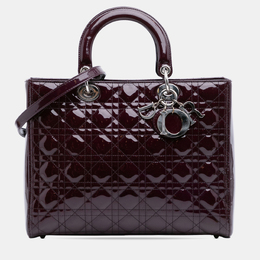 Christian Dior Lady Christian Dior Large Purple Patent Cannage Leather Bag 1177792