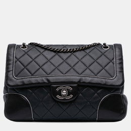 Chanel Tyrolean Flap Medium Black Grey Paris-Salzburg Lambskin Shoulder Bag 1177225