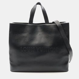 Louis Vuitton Shopper Tote MM Black Leather Tote Bag 1177111