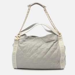 Chanel Coco Mark Matelasse Chain Shoulder Bag Leather Gray Ghw Cc 1176413
