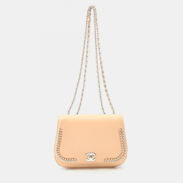 Chanel Braided Chic Beige Leather Flap Shoulder Bag 1176385