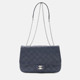 Chanel Wild Stitch Chain Shoulder Bag Leather Navy Shw Cc Coco 1176418
