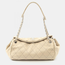 Chanel Wild Stitch Beige Leather Shoulder Bag 1176381