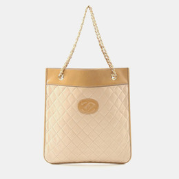 Chanel CC Beige Lambskin Tote Bag 1176461