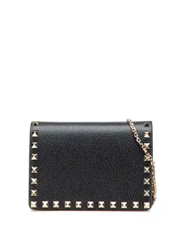 Valentino Garavani 2000-2017 Pebbled Calfskin Rockstud Chain Wallet crossbody bag 31056755