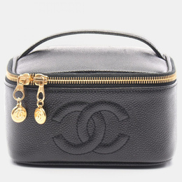 Chanel CC Vanity Black Leather Top Handle Bag 1176363