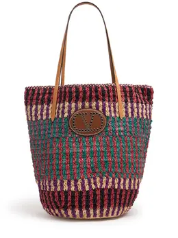 Valentino Garavani Vlogo Signature Raffia Tote Bag 81iz1d037-ujht0