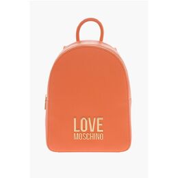 Рюкзак LOVE из текстурированной искусственной кожи с золотым логотипом Moschino, Orange 0017269435 | orange