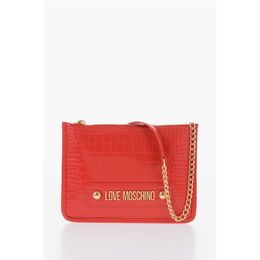 Клатч LOVE из искусственной кожи с эффектом крокодила и золотым логотипом Moschino, Red 0017269369 | red