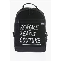 Холщовый рюкзак JEANS COUTURE с напечатанным контрастным логотипом Versace, Black 0017268768 | black