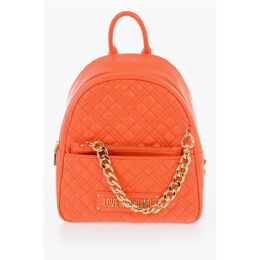 Стеганый рюкзак из искусственной кожи LOVE с подходящим мешочком Moschino, Orange 0017269457 | orange