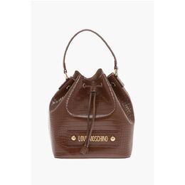 Сумка-ведро LOVE из искусственной кожи с эффектом крокодила и крупным логотипом Moschino, Brown 0017269482 | brown