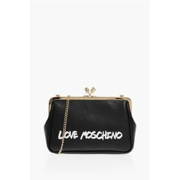 Сумка LOVE однотонного цвета с напечатанным логотипом и съемной цепочкой Moschino, Black 0017267769 | black