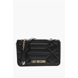 Кожаная сумка через плечо LOVE с золотистым логотипом Moschino, Black 0017268178 | black
