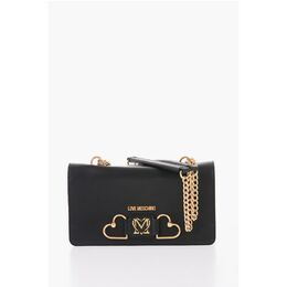 Кожаная сумка LOVE с двойным золотым украшением в виде сердца Moschino, Black 0017269231 | black