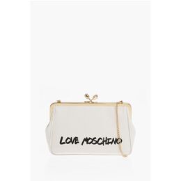 Сумка LOVE однотонного цвета с напечатанным логотипом и съемной цепочкой Moschino, White 0017267764 | white