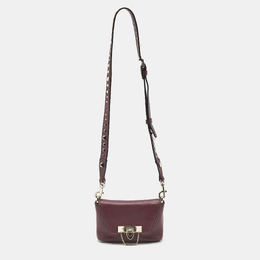 Valentino Burgundy Leather Rockstud Flap Crossbody Bag 1178110