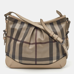 Burberry Beige/Grey Smoked Check Coated Canvas and Leather Hartham Shoulder Bag 1178061