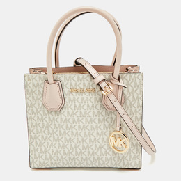 Michael Kors Ivory/Pink Signature Coated Canvas and Leather Mini Mercer Tote 1177698