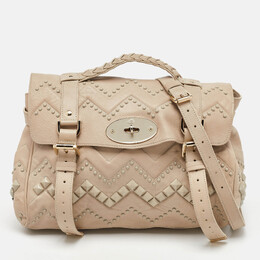 Mulberry Beige Leather Studded Alexa Top Handle Bag 1177480