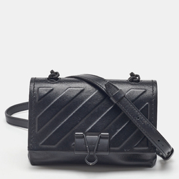 Off-White Black Leather Binder Clip Flap Shoulder Bag 1174872